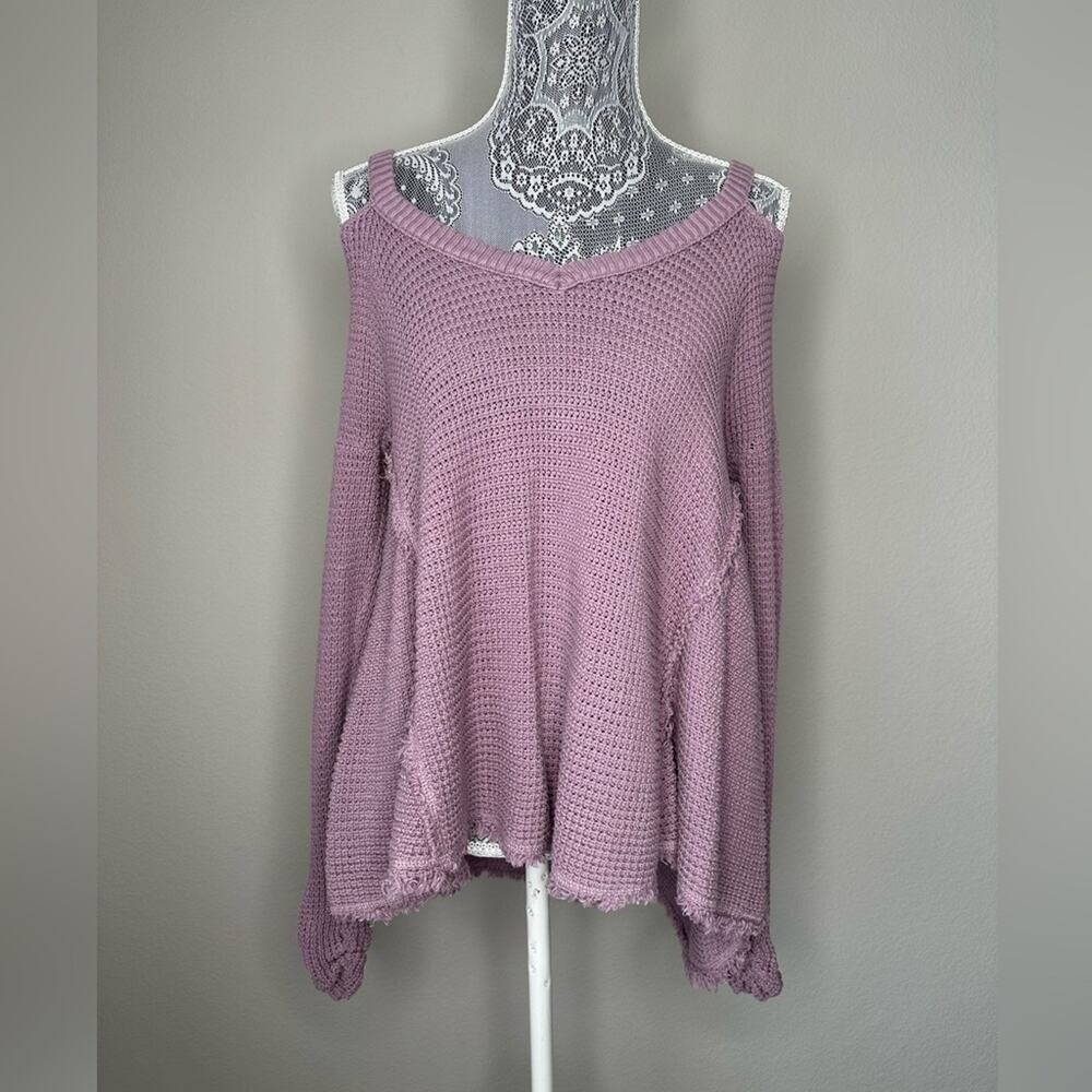 FREE PEOPLE Womens Cold Shoulder Long Sleeve Swing Tunic Sweater Top Size XS